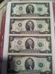 Sheet Of 4 Two Us Dollar Bills Connected On One Sheet Unc Two Dollars Small Size Notes photo 1