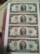 Sheet Of 4 Two Us Dollar Bills Connected On One Sheet Unc Two Dollars Small Size Notes photo 2