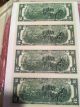 Sheet Of 4 Two Us Dollar Bills Connected On One Sheet Unc Two Dollars Small Size Notes photo 4