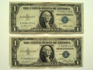 1 (2) 1935 E 1 Dollar Silver Certificate photo