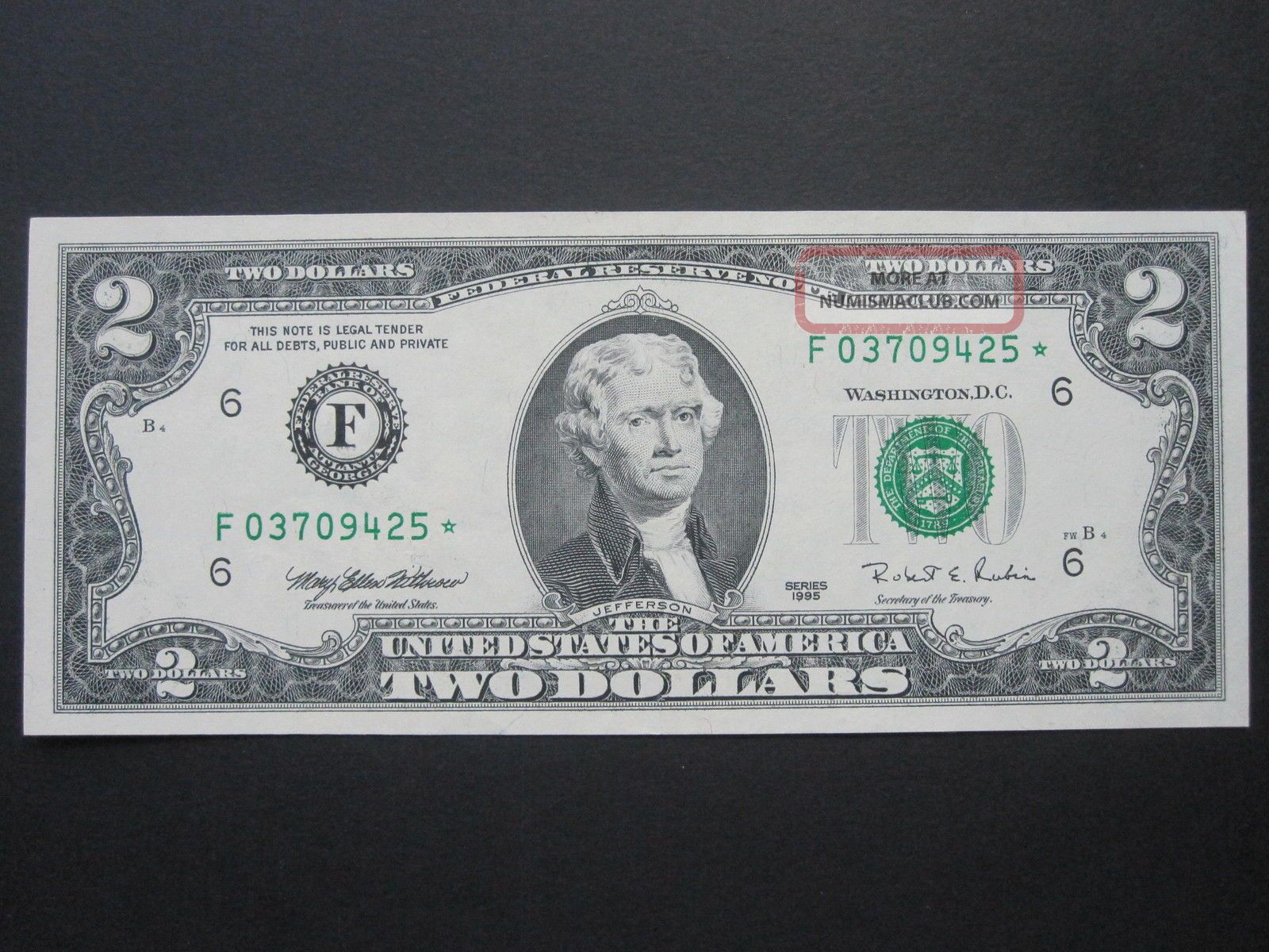 1995 2 dollar bill star note value