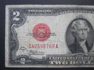 1928d $2 Red Seal Legal Tender Two Dollar 1928 $2 United State Old Money photo