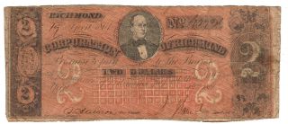 $2 Old Large Corp Of Richmond Va Bill Lawson Saunders Obsolete Note Paper Money photo