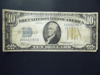 1934 - A $10 North African Yellow Seal Note Rare photo