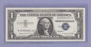 $1 1957a Silver Certificate Unc Fr 1620 (aa Block) Smith Dillion A 82980681 A photo