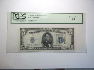 1934 $5 Silver Certificate Star Note Pcgs 45 photo