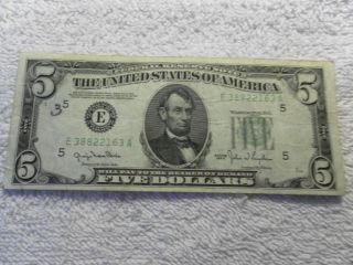 1950 Five Dollars Federal Reserve Note Green Seal photo