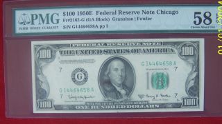 $100 1950e Federal Reserve Note Chicago Pmg Choice About Unc 58 photo