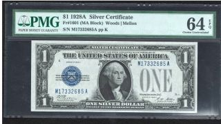 1928 A Graded One Dollar Silver Certificate Funny Back photo