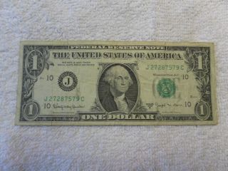 1963 B U.  S.  One Dollar Federal Reserve Note Green Seal photo