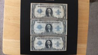 Three 1923 $1 Blue 