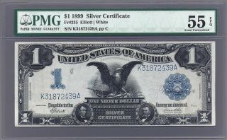 Silver Certificate 1899 $1.  00 Silver Eagle Fr 235 In A Pmg Aunc 55 Epq photo