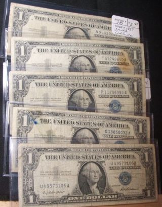 15 1957 $1 Silver Certificates Vg - F Each Comes In Plastic Sleeves photo