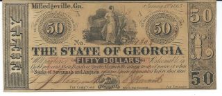 State Of Georgia Milledgeville $50 1865 Signed Issued Red Overprint 1308 photo
