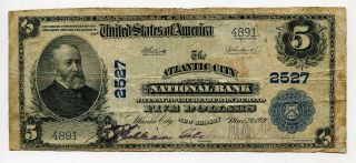 (atlantic City) $5 The Atlantic City (nj) National Bank National Currency Ch 2527 photo