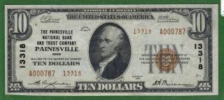 {painesville} $10 Ty Ii The Painesville Nb & Trust Company Ohio Ch 13318 Vf/xf photo