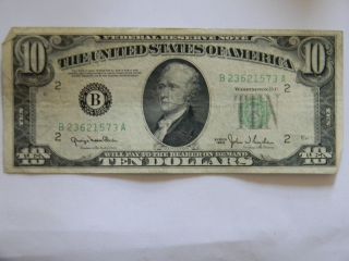 1950 Ten Dollar $10 Federal Reserve B Series Note photo