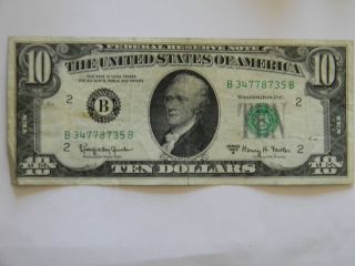 1963a Ten Dollar $10 Federal Reserve B Series 