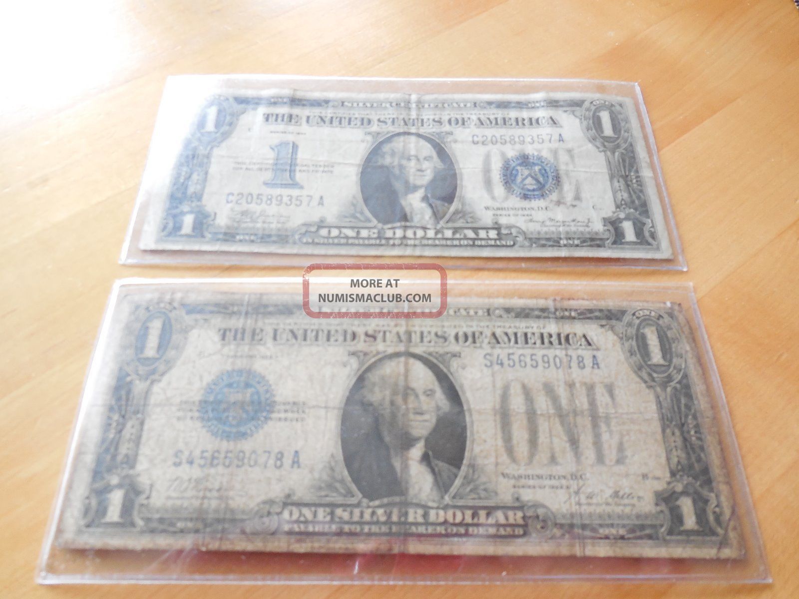 2 1928a / 1934 $1 Funnyback Silver Certs 1 Bid Get Both Small Size Notes photo