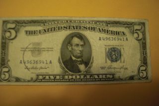 Series 1953 A,  $5.  00 Silver Certificate,  Blue Seal photo