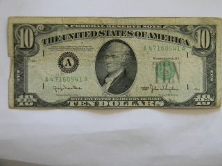 1950 Ten Dollar $10.  00 Federal Reserve A Series Note photo