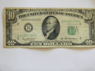 1950b Ten Dollar $10.  00 Federal Reserve B Series Note photo