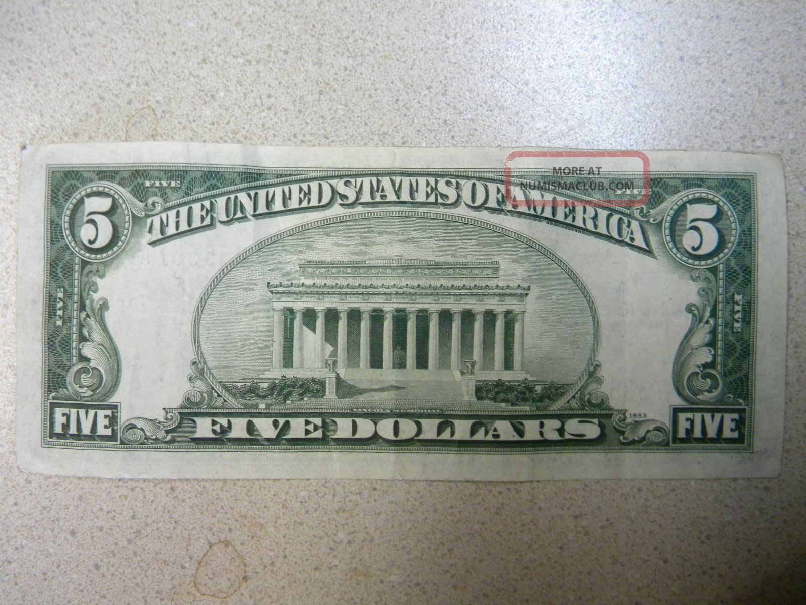 1934 D Five Dollar Silver Certificate Note No Tears But Has Been Folded