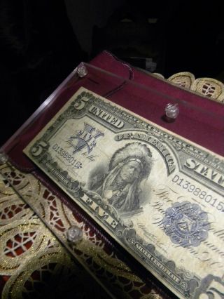 1899 $5 ' Indian Chief ' Silver Certificate.  $uper Looking Old Usa Desired $$$$$$ photo