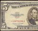 1953 B $5 Dollar Bill Red Star Currency United States Legal Tender Note Fr 1534 Small Size Notes photo 1
