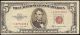 1953 B $5 Dollar Bill Red Star Currency United States Legal Tender Note Fr 1534 Small Size Notes photo 4