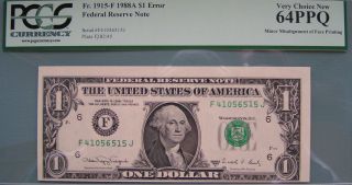 1977a Federal Reserve $1 3 Errors Misalignment Error Pcgs 64 Ppq Very Choice photo