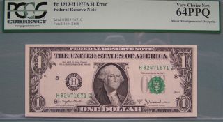 1977a 1 Dollar Bill Minor Misalignment Of Overprint Pcgs 64 Ppq Very Choice photo