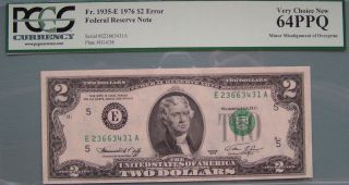 1976 2 Dollar Bill Minor Misalignment Of Overprint Pcgs 64 Ppq Very Choice photo