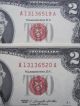 Consecutive 1963 $2 Red Seal 2 Dollar Legal Tender Uncirculated Old Paper Money Small Size Notes photo 3