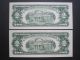 Consecutive 1963 $2 Red Seal 2 Dollar Legal Tender Uncirculated Old Paper Money Small Size Notes photo 4
