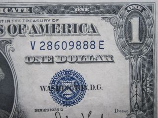 1935d $1 Silver Certificate Uncirculated Blue Seal $1 Dollar Ve Block Us Money photo