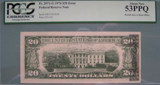 1974 $20 Dollar Bill Partial Face To Back Offset Error Pcgs 53 Ppq About photo
