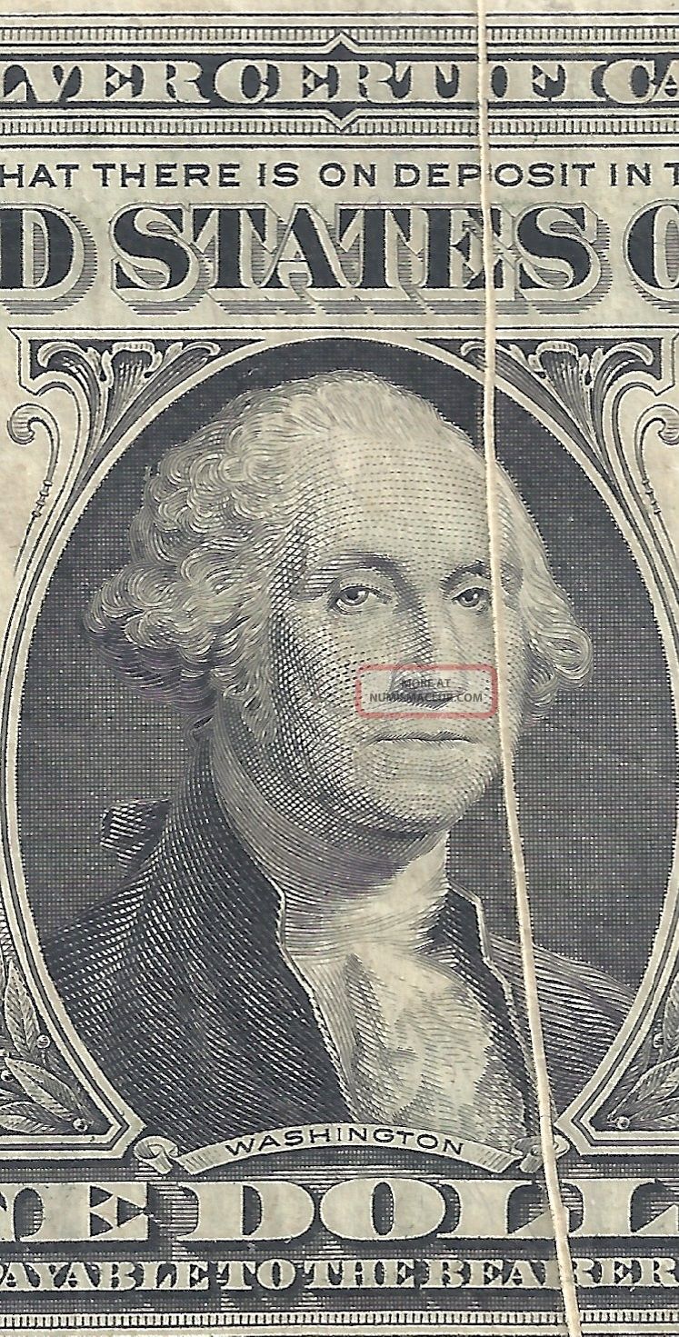 1935 Silver Certificate/one Dollar/error Gutter Fold/no In God We Trust