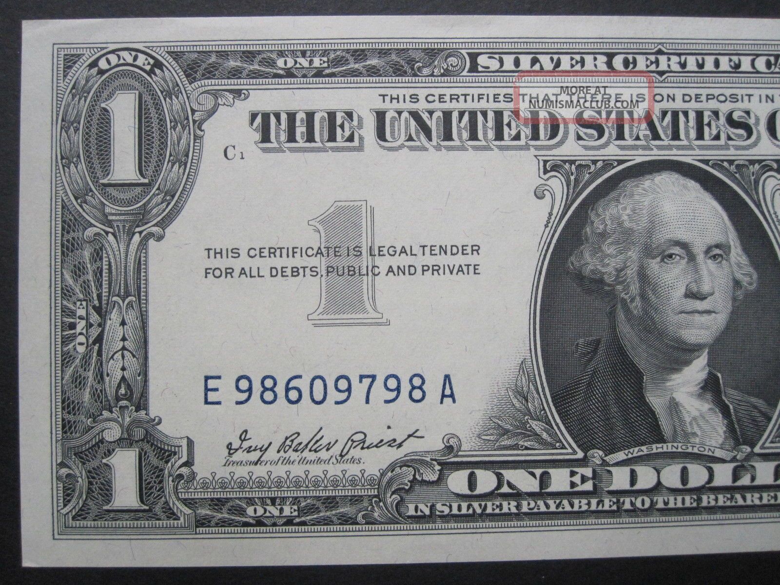 1957 $1 Silver Certificate E A Block Uncirculated Us Blue Seal 1