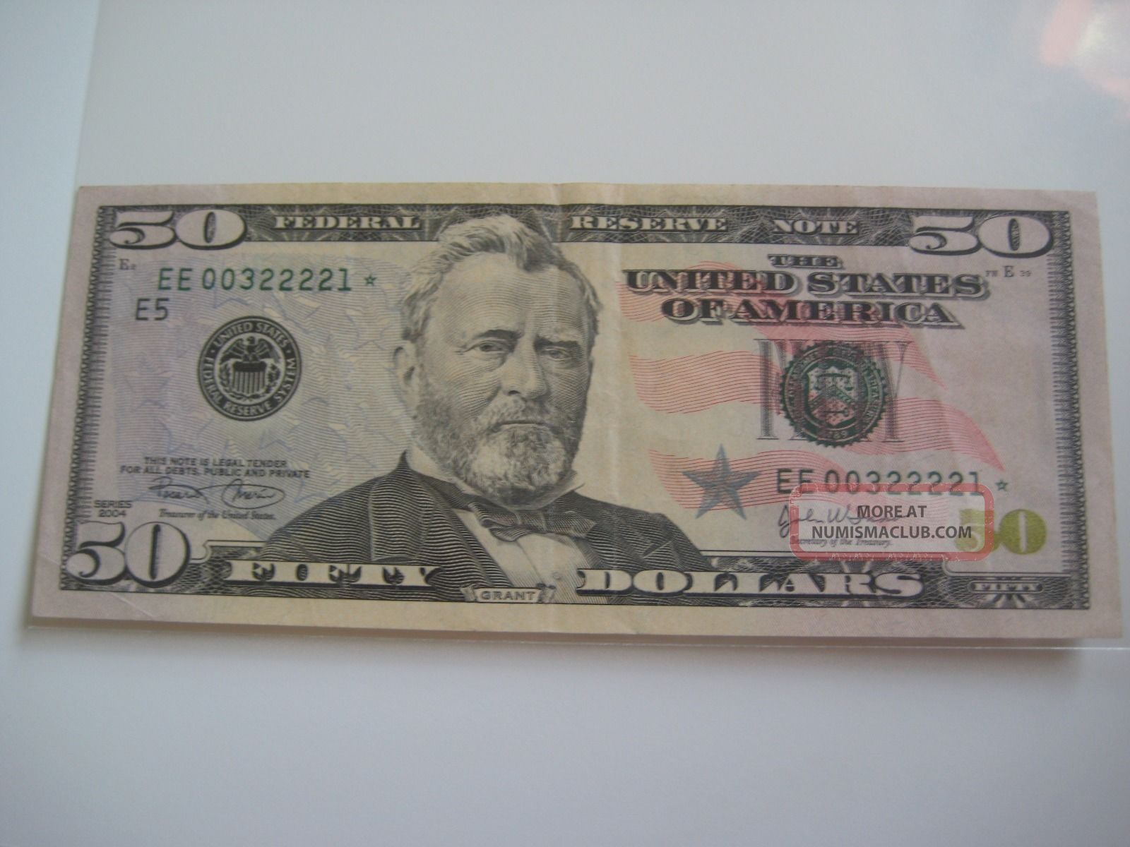 2004 $50 Dollars Star Note Fancy Number, Richmond District Note