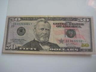 2004 $50 Dollars Star Note Fancy Number,  Richmond District Note photo