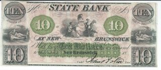 Jersey Brunswick State Bank $10 1844 One Signature G62a Wait 1708 photo