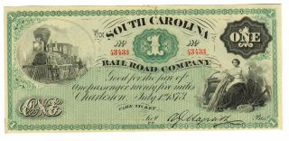 $1 1873 South Carolina Rail Road Company Cu More Currency 4 Ge photo