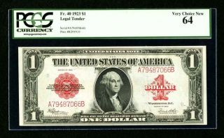 U.  S.  1923 $1 Legal Tender Banknote Fr 40 Pcgs Certified 