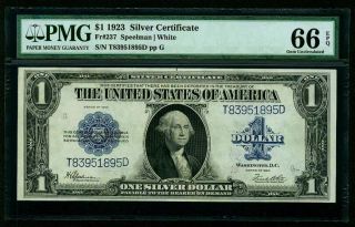 1923 $1 Silver Certificate Banknote Fr237 Gem Uncirculated Certified Pmg - Cu66epq photo