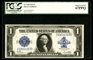 1923 $1 Silver Certificate Banknote 238 Gem Uncirculated Certified Pcgs - Cu67ppq photo