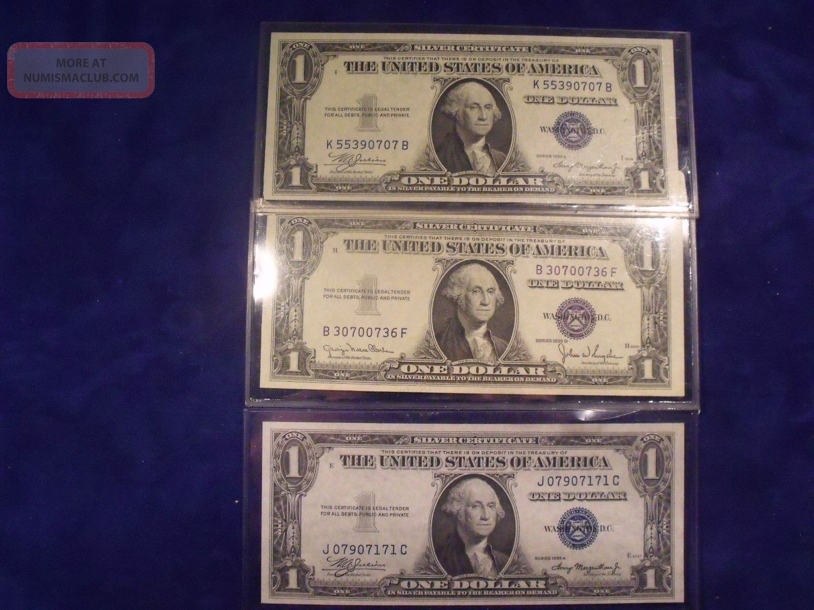 3 1935 Silver Certificate Dollar Bills No quot In God We Trust quot Cu