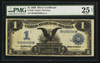 1899 $1 Black Eagle - Fr 230 Silver Certificate Pmg Very Fine 25 Net. photo