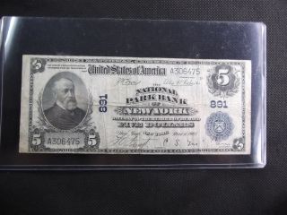 5$ 1902 Large National Bank Note Obstruction Error F photo