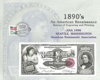 1990 B.  E.  P,  1891 $1000 Silver Dollar Note Reproduction photo